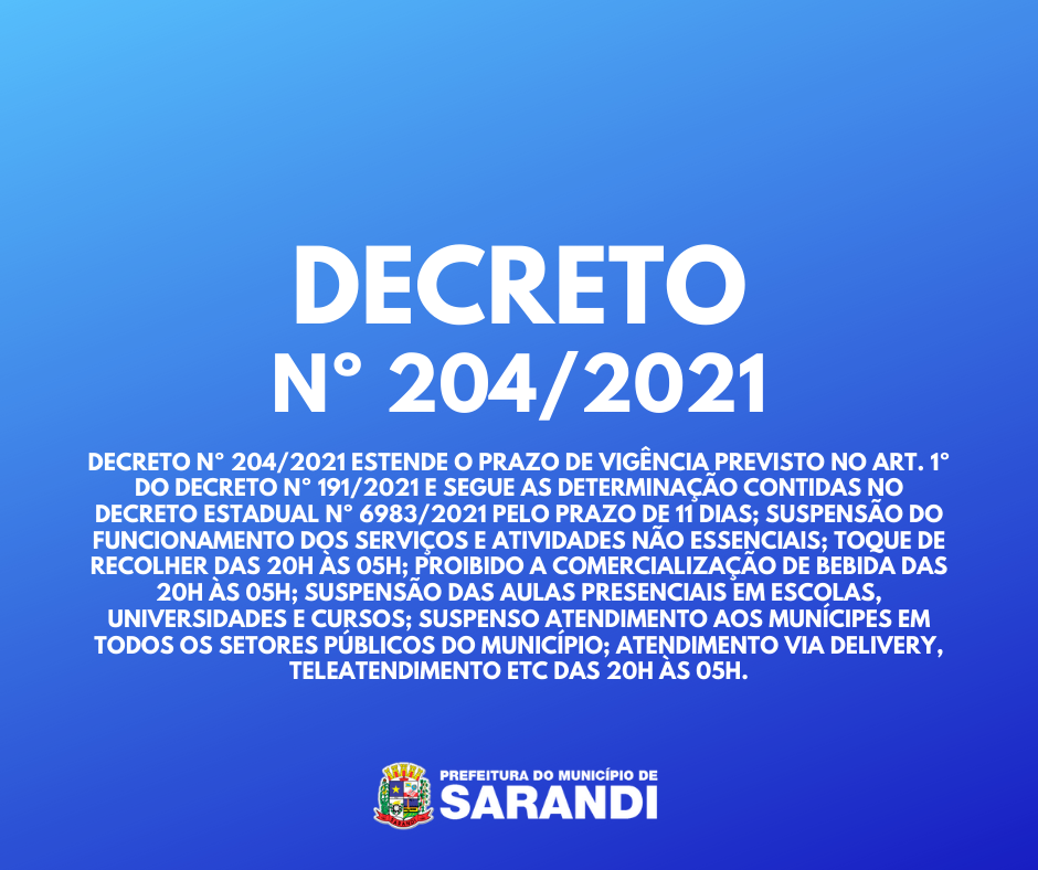 Decreto define expediente diferenciado na Prefeitura de Sarandi