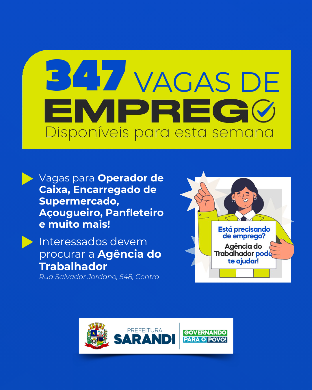 Agência do Trabalhador de Sarandi inicia a semana com 347 vagas de emprego