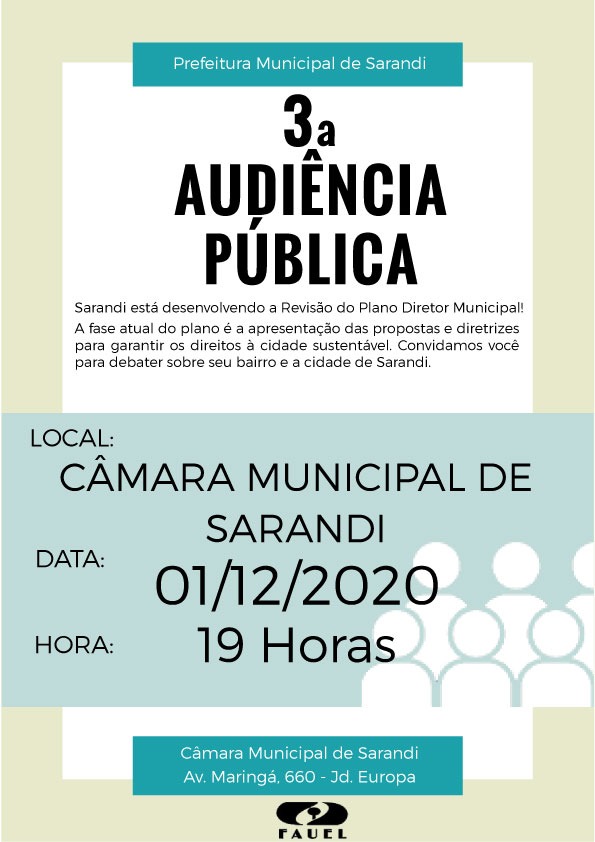 3º audiência pública para a Revisão do Plano Diretor de Sarandi