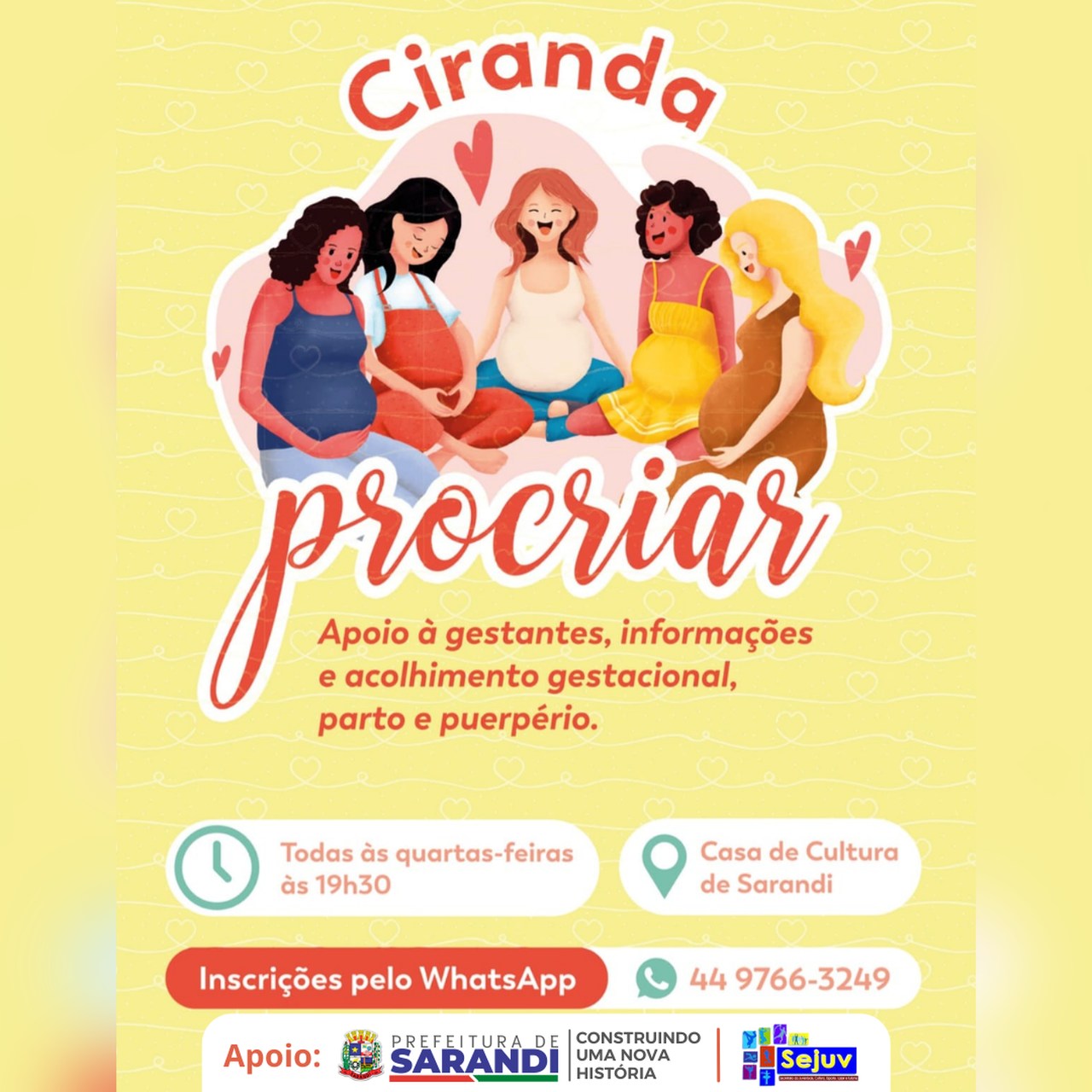 Ciranda Procriar - Apoio à gestantes, informações e acolhimento gestacional, parto e puerpério