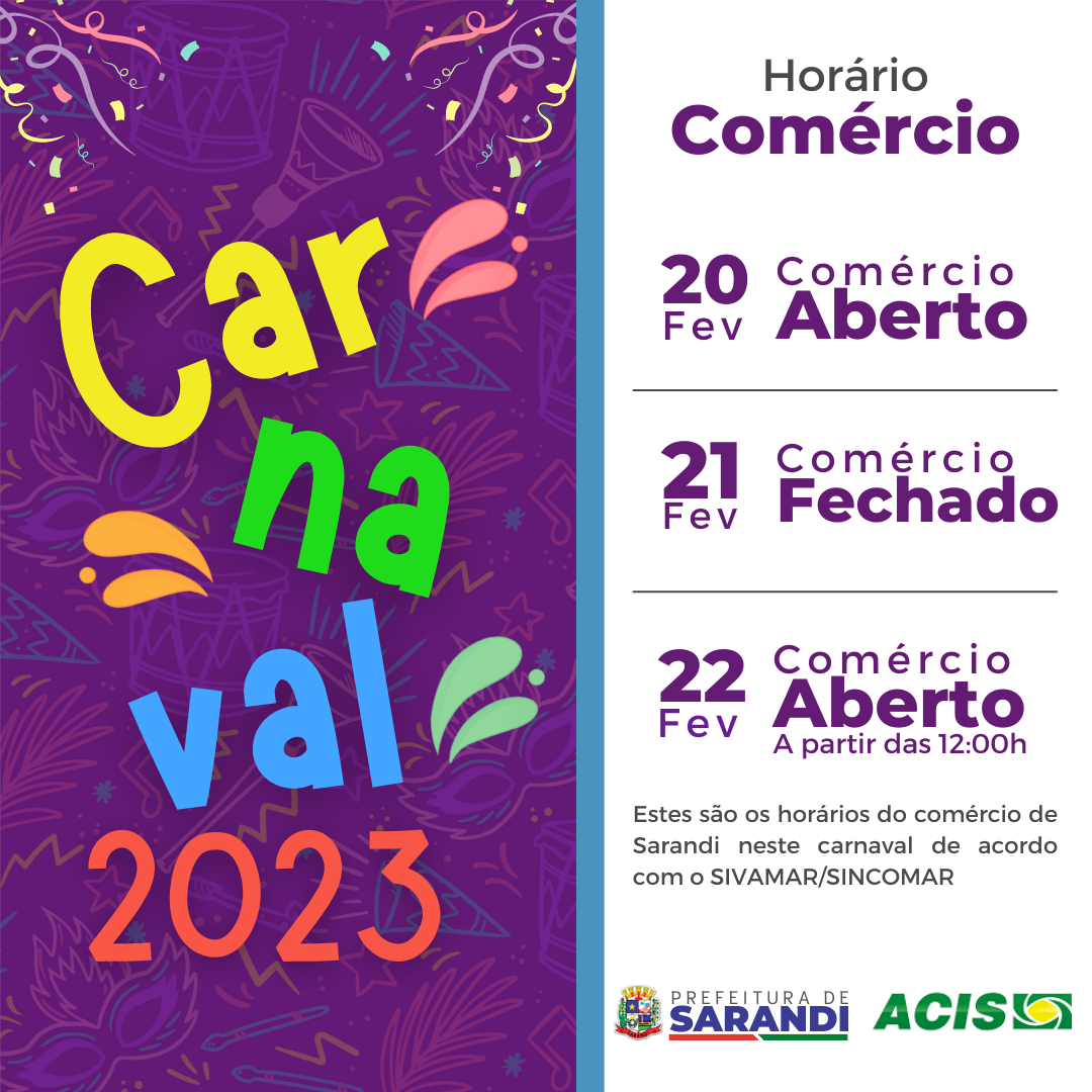 Horário de funcionamento do comércio durante o Carnaval
