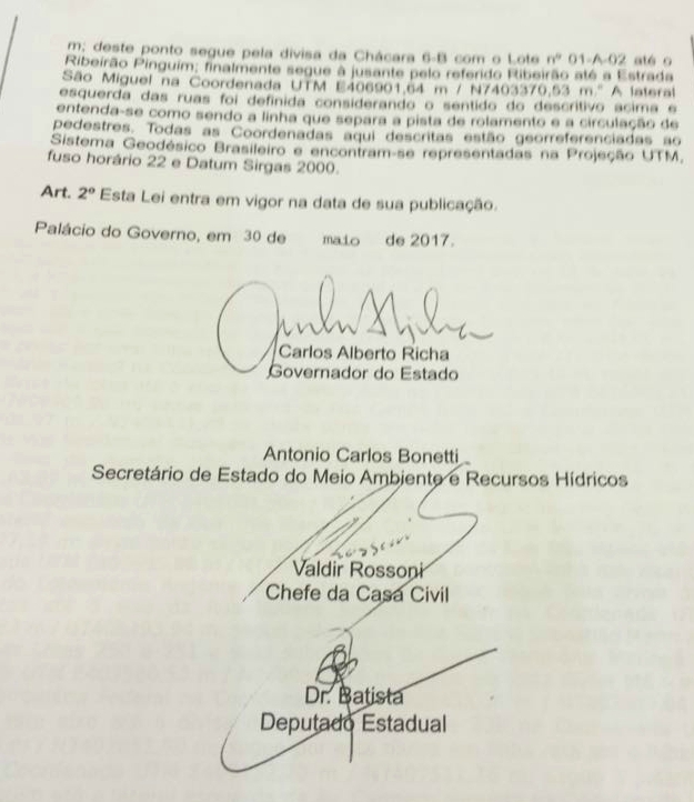 Governador sanciona lei da divisa entre Sarandi e Maringá