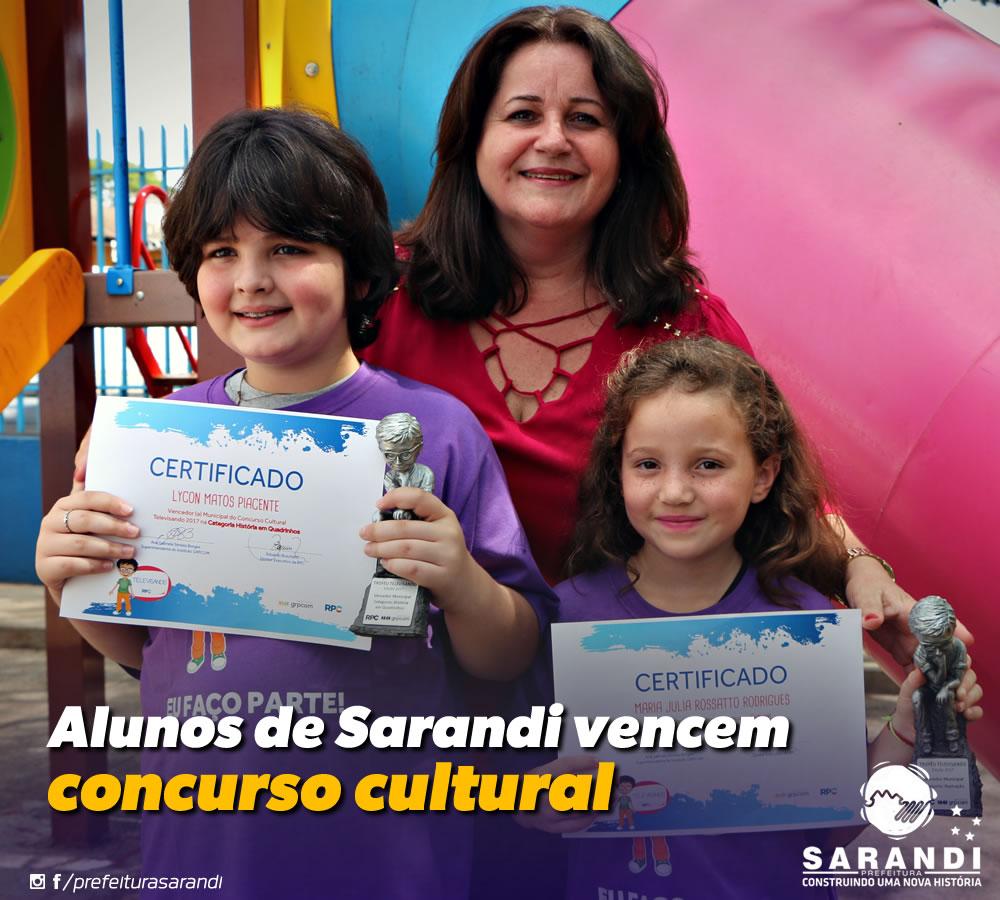 Alunos de Sarandi vencem concurso cultural e recebem prêmio